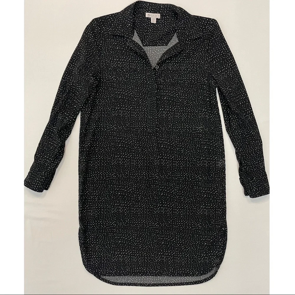 Lila Rose Long Sleeve Shirt Dress size Black and White Polka Dot Size Small - Picture 3 of 9